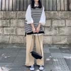 Plain Shirt / Striped Vest / Straight Fit Pants