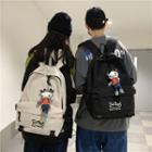 Lettering Nylon Backpack / Cow Charm
