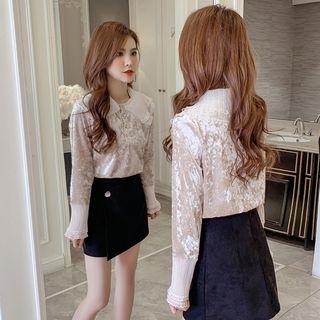 Plain Stand-collar Chiffon Shirt