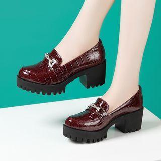 Croc Grain Block Heel Loafers (various Designs)