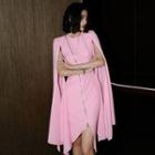 Slitted-sleeve Zipped Sheath Dress