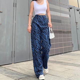 Zebra Print Straight-leg Jeans
