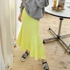 Band-waist Vivid-color Long Mermaid Skirt