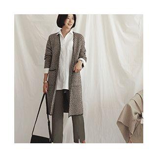 Open-front Pattern Knit Coat