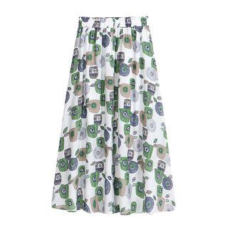 Patterned A-line Skirt White - One Size
