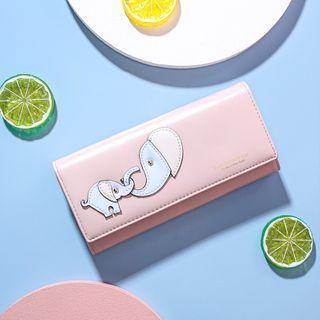 Cartoon Elephant Applique Long Wallet
