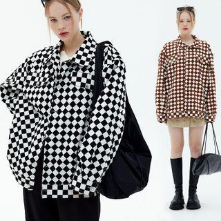 Check Print Button Jacket