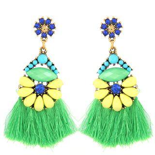 Rhinestone Flower Tassel Dangle Earring
