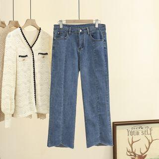 Asymmetrical Straight Leg Cropped Jeans