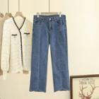 Asymmetrical Straight Leg Cropped Jeans
