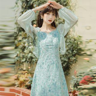 Set: Cardigan + Sleeveless A-line Dress