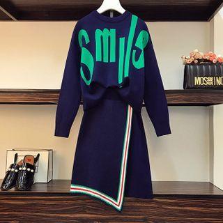 Set: Lettering Sweater + A-line Skirt