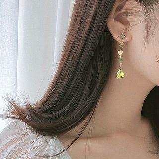 925 Sterling Silver Heart Faux Crystal Dangle Earring 1 Pair - Earring - Love Heart - One Size