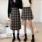 Plaid Woolen Mini Skirt / Plaid Woolen Midi Skirt