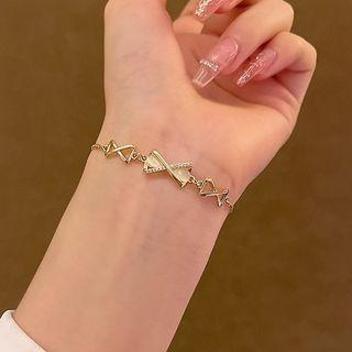Faux Cat Eye Stone Stainless Steel Bracelet Gold - One Size