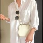 Faux Leather Crossbody Bag Off-white - One Size