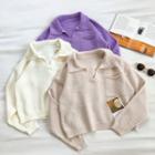 Plain Single-pocket Long-sleeve Sweater