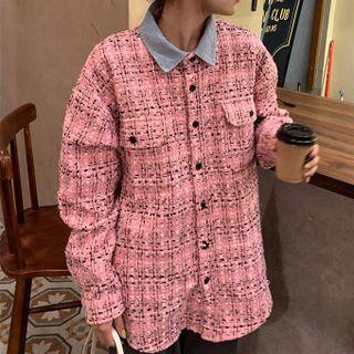 Tweed Shirt Jacket Normal - Pink - One Size