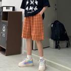 High-waist Check Straight-cut Shorts
