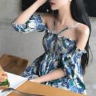 Floral Off-shoulder Halter Dress