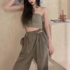 Crop Camisole Top / Drawstring Loose Fit Cargo Pants