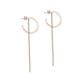 Simple And Fashion Plated Rose Gold Circle Tassel 316l Stainless Steel Earrings Rose Gold - One Size