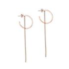 Simple And Fashion Plated Rose Gold Circle Tassel 316l Stainless Steel Earrings Rose Gold - One Size