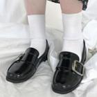 Square-toe Buckled Patent / Matte Loafers