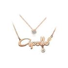 Plated Rose Gold Horoscope Leo Stainless Steel Necklace With Austrian Element Crystal