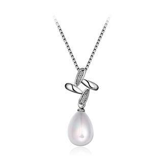 Elegant Fashion Simple Whit Pearl Pendant And Necklace Silver - One Size