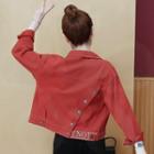 Long-sleeve Embroidered Lettering Single-breasted Jacket
