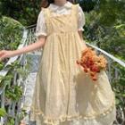Ruffle Trim Midi Overall Dress Light Yellow - One Size