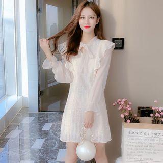 Mock Two-piece Ruffle Long-sleeve A-line Dress