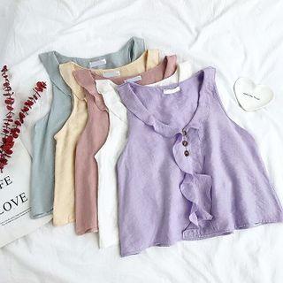 Sleeveless V-neck Ruffle Top