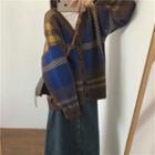 Plaid Cardigan Brown - One Size