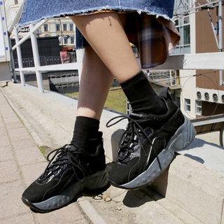 Faux-suede Trim Platform Sneakers