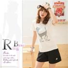 Rhinestone Cat Short Sleeve T-shirt