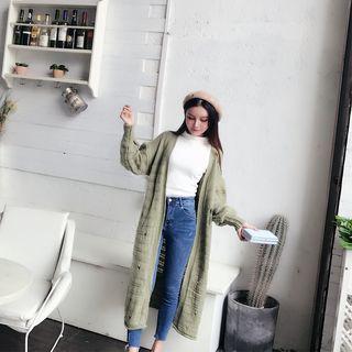 Distressed Knit Long Cardigan