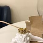 925 Sterling Floral Open Ring K608 - Gold - One Size