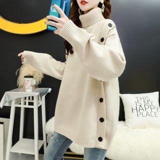 Turtleneck Button-up Cardigan