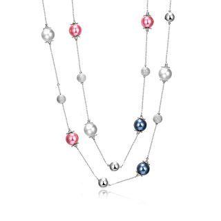 Fashion Glass Pendant Necklace Silver - One Size