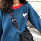 Chicken Print Sweater Dark Blue - One Size