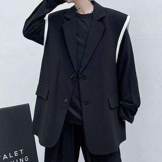 Contrast-trim Single Breasted Vest