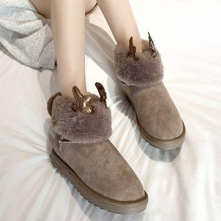 Deer Antler Fluffy Short Snow Boots