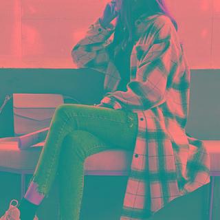 Plaid Button-up Long Jacket