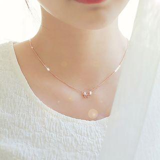 925 Sterling Silver Bow Pendant Choker