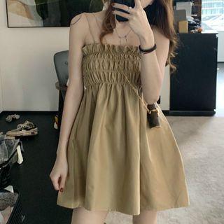 Ruffle Trim Strapless A-line Dress