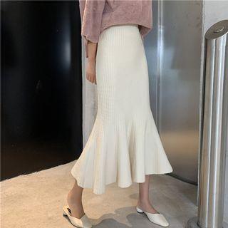 Ruffle-hem Mermaid Knit Skirt