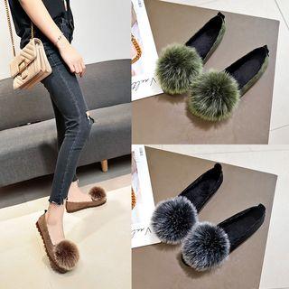 Furry Ball Accent Flats