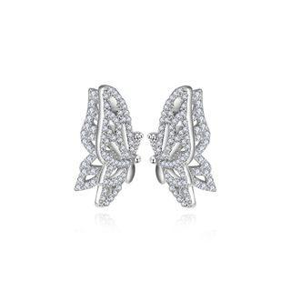 Fashion And Elegant Butterfly Cubic Zirconia Stud Earrings Silver - One Size